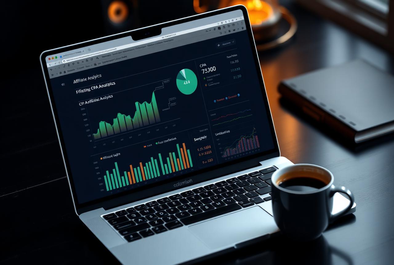 Laptop showing affiliate conversion and cost-per-acquisition analytics